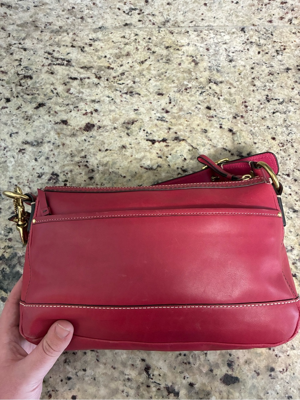 Coach Legacy double turnlock shoulder bag raspberry pink / red rare - Picture 4 of 11